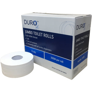 Duro Jumbo Toilet Paper Roll 2ply 300m (8 rolls)
