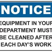 Equipment In Your Department Must Be Cleaned Sign (600x450 mm)