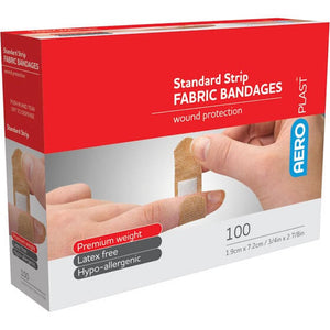 AeroPlast Standard Strip Fabric Bandages x100 1.9cm x 7.2cm