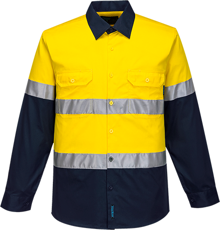 Hi-Vis Two Tone Lightweight Long Sleeve Shirt with Tape