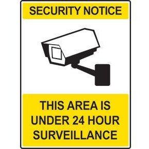 Security Under 24 Hour Surveillance Camera Sign (600x450 mm)