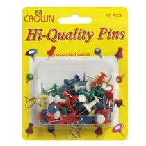 High Quality Push Pins - Assorted Colors (50 pins)