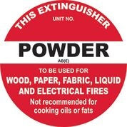 Fire sign: fire extinguisher marker powder
