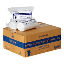 WHITE HDPE Medium Kitchen Tidy Bin Liners - Roll 27 Litres