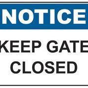 Keep Gate Closed Sign (600x450 mm)