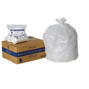 WHITE HDPE Medium Kitchen Tidy Bin Liners - Roll 27 Litres