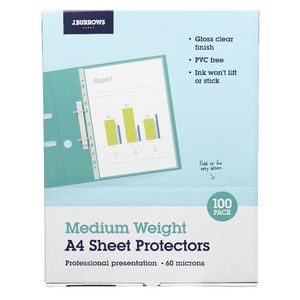 J.Burrows A4 60 Micron Sheet Protectors (20/100)